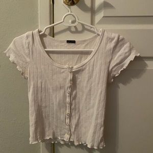 Pattern white button crop top - Brandy